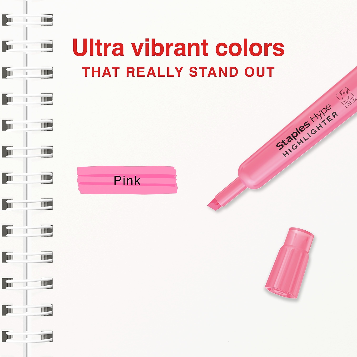 Staples Hype Tank Highlighter Chisel Tip Pink 12-Pack photo 3
