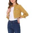 thumbnail image 5 of INSPIRE CHIC Women's Jacket Long Sleeves Single Breasted Cropped Denim Jacket XL Yellow, 5 of 6