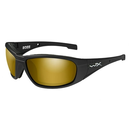 Wiley X WX Boss Men's Sunglasses, Polarized Venice Gold Mirror (Amber) Lens / Matte Black Frame - CCBOS04