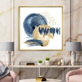 thumbnail image 2 of Designart 'Gold and Dark Blue Abstract Circle Ocean Texture' Modern Framed Canvas Wall Art Print, 2 of 5