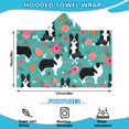 thumbnail image 2 of Border Collie Dog and Flower Florals Hooded Bath Towel，50"x30" for Ages 3 To 12 Kids, Quick Dry Lightweight Soft Microfiber Hood Beach Towel Cover Up for Kids, 2 of 7