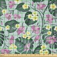 thumbnail image 2 of Ambesonne Floral Fabric by the Yard Microfiber, Design of Exotic Plantation, 3 Yards, Grey Teal Pale Fuchsia, 2 of 2