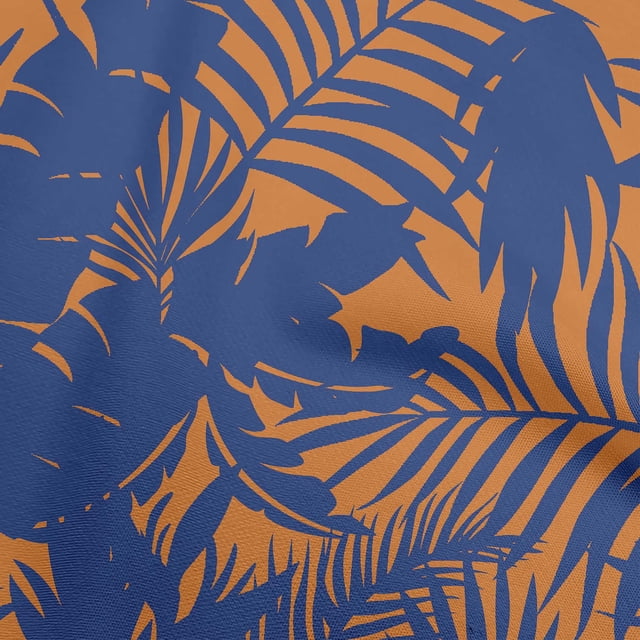 oneOone Rayon Medium Blue Fabric Leaves Sewing Craft Projects Fabric Prints By Yard 56 Inch Wide-YE