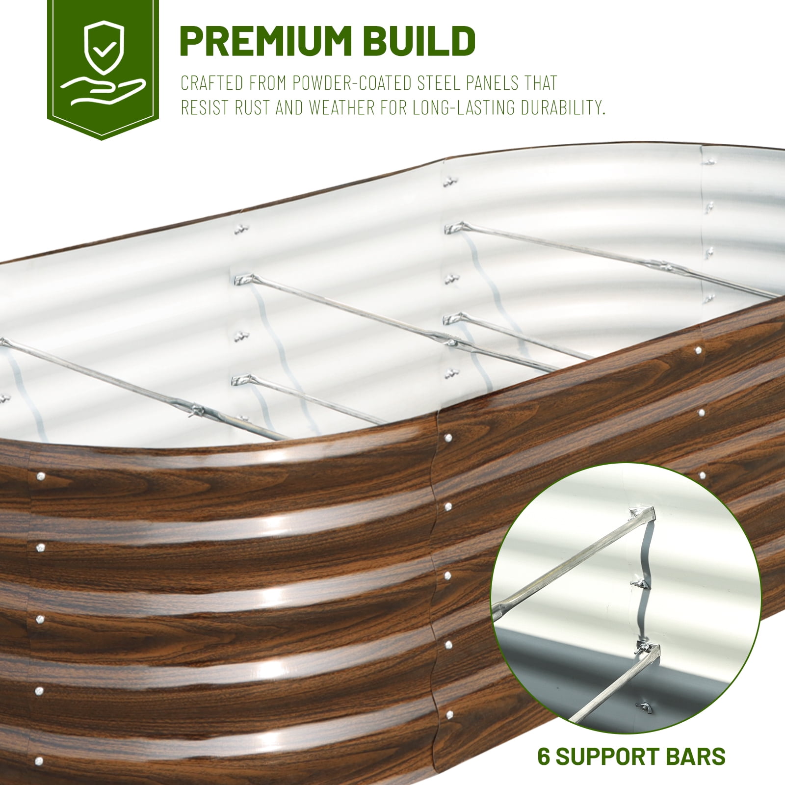SnugNiture 6x3x1.5 ft Galvanized Raised Garden Bed – Durable Outdoor Metal Planter Box for Vegetables, Herbs, and Flowers, Brown
