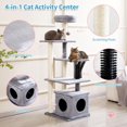 thumbnail image 3 of Cat Tree, 52.4" Tall Cat Tower for Indoor Cats, Multi-Level Large Cat Condo with Scratching Posts and Pompoms, Plush Kitten Climbing Tower with Cat Grooming Brush and Perch, Grey, 3 of 8