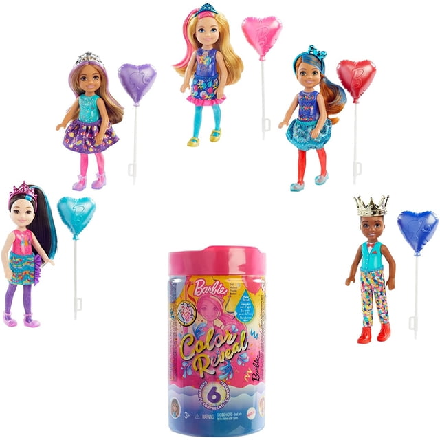 Barbie Chelsea Color Revela Muñeca con 6 Sorpresas: 4 Bolsos Contienen Falda o Pantalones, Barbie Barbie