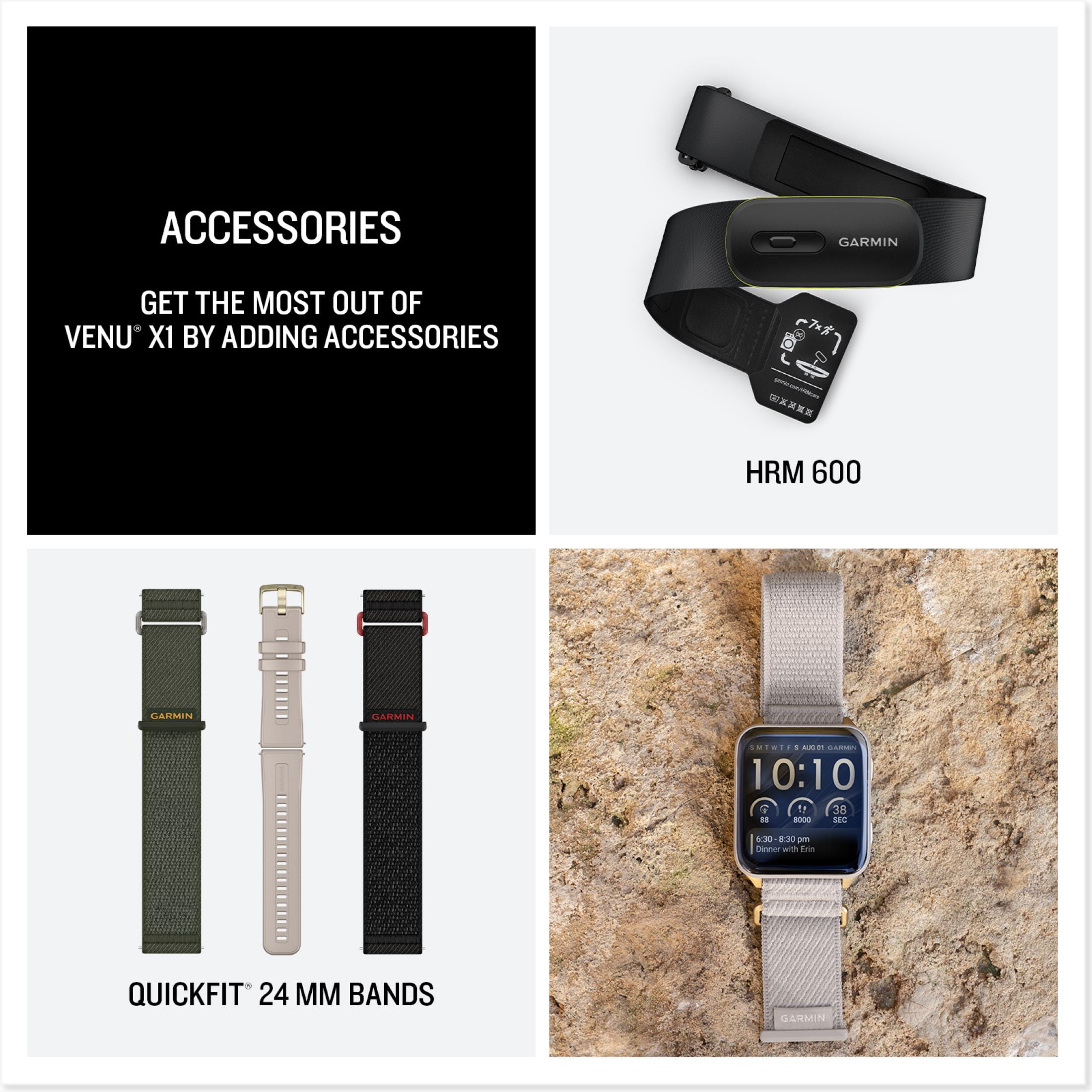 Garmin Venu X1, Thin and Lightweight GPS Smartwatch, AMOLED Display, Advanced Health and Fitness Features, Soft Gold with Titanium Caseback and French Gray ComfortFit Nylon Band