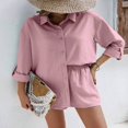 thumbnail image 4 of Trendy Button Down Shirt and Shorts Set for Women, 4 of 6