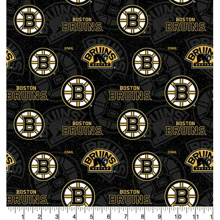Boston Bruins 100% Cotton Fabric with Tone on Tone Pattern-Sold by the