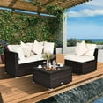 thumbnail image 2 of Pemberly Row 4-piece Contemporary Rattan and Steel Patio Sofa Set in White, 2 of 12