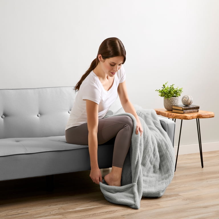 Sunbeam Electric Blanket Loftec Throw (50 x 60), 3 Heat Levels, Gray  Violet - Walmart.com