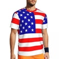 thumbnail image 3 of American Flag T-Shirt Men Patriotic White Stars Print Streetwear T Shirts Breathable Summ, 3 of 5