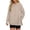 Khaki, variant on CAIVO Women Plus Size Ribbed Long Sleeve Side Slit Sweatshirt Crewneck Pullover Casual Loose Fit Tunic Tops Solid Color Lightweight Cozy Fall Streetwear