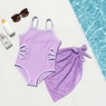 thumbnail image 6 of Girls One-Piece Cut Out Design Swimsuit with Cover Up Skirt Adjustable Straps Swimwear Solid Color Bathing Suit for Girls 13-14 Years, 6 of 9