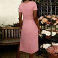 thumbnail image 4 of Largo Vestido Casual Mujer Mezcla de Lino Cuello Redondo Suelto Ajuste Multicolor Maxi de Verano para la Playa, 4 of 6