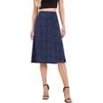 thumbnail image 1 of Women's Polka Dot A-Line Button Side Split Midi Knee Length Skirt Azul marino XL Azul marino XL Xishao ropa, 1 of 2