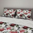 thumbnail image 2 of Shabby Flora Comforter & Sham Bedding Set, Country Style Floral Flower Roses Watercolor Image Art, 3 pcs Duvet Set Microfiber Filling Quilt, 5 Sizes, Dark Coral Maroon, by Ambesonne, 2 of 4