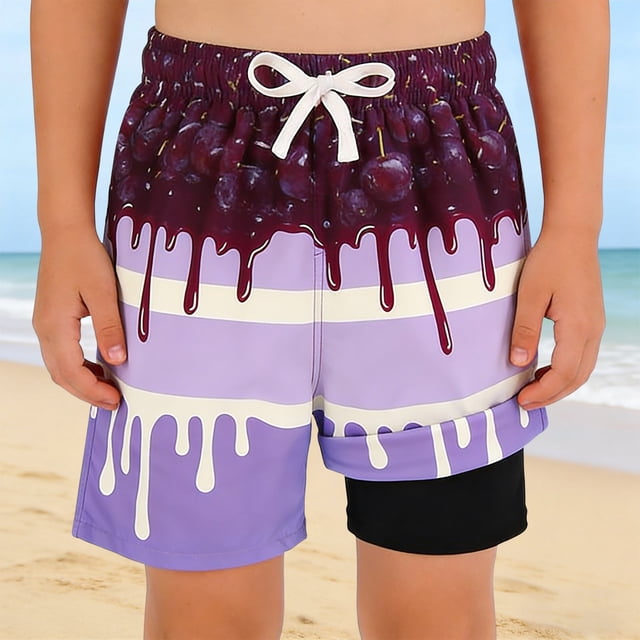 Tween Swim Trunks for Boys With Ice Print Elastic Waist Quick Dry Baby Boy Clothes 11-12 Years