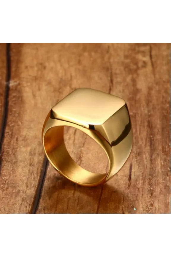 Ancient Silver/Black/Gold/Blue Big Square Band Men's Stainless Steel Ring Sz7-12