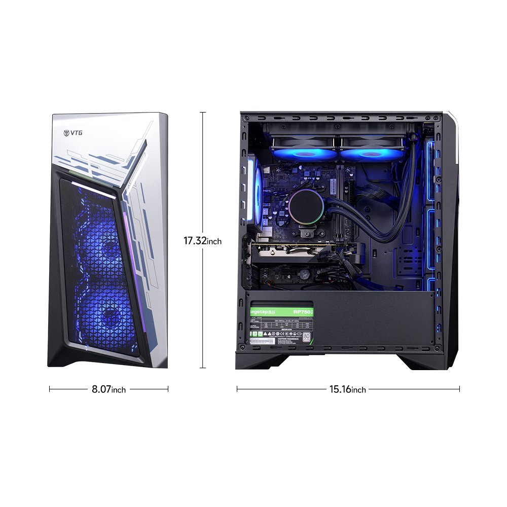 IPASON Gaming Desktop PC Ryzen7 5700X (8 Core up to 4.6GHz 7nm)32GB RAM, 1TB SSD NVMe,NVIDIA RTX4060,650W PSU,Windows 11 Home 64-bit