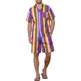 thumbnail image 5 of INSPIRE CHIC Hawaiian Rainbows 2 Pieces for Men's Father's Day Gift VaCatsion Beach Shirt and Shorts Sets L Rainbow Purple, 5 of 6