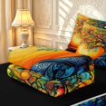 thumbnail image 6 of Homewish Watercolor Gradient Nature Tree Zipper Full Size Comforter Sets with Fitted Sheet and 2 Pillowcases,Botanical Design Zipper Bedding Set,Orange Navy,Black Reversible,4pcs, 6 of 8