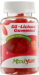 Maxi Health Kosher Vitamin D3 1000 IU Organic D3-Licious Gummies Cherry Flavor  - 60 Jellies