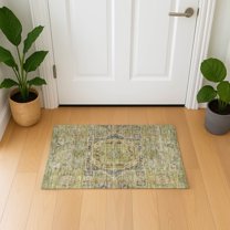 Addison Rugs Mayfield Premium Machine Washable Traditional Global Aloe Rectangle Rug, 1'8" x 2'6"