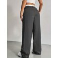 thumbnail image 4 of IWEMEK Striped Pants for Women Gray Business Work Palazzo Pants Color Block Cozy Dressy Trousers Size 2XL, 4 of 7