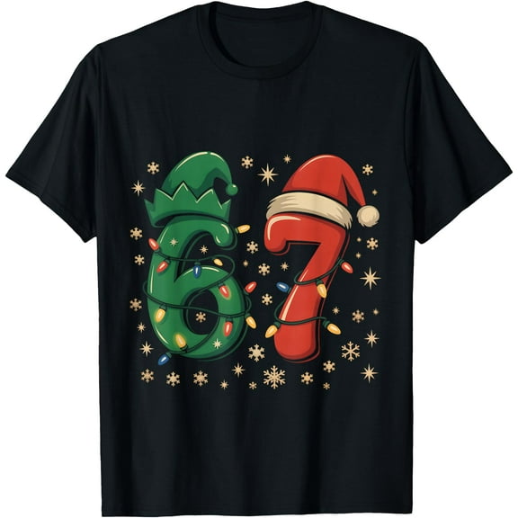 67 Christmas Santa Hat Elf Hat 6 7 Meme Xmas 67 T-Shirt tee