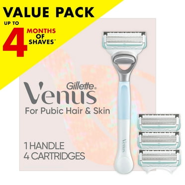 Gillette Venus for Pubic Hair and Skin, Women's Razor Handle   4 Refills