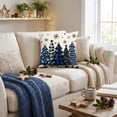 thumbnail image 5 of Sm:)e Merry Christmas Joy Xmas Trees Blue and Black Throw Pillow Covers, 18 x 18 Inch Christmas Winter Holiday Cushion Case Decoration for Sofa Couch Set of 4, 5 of 8