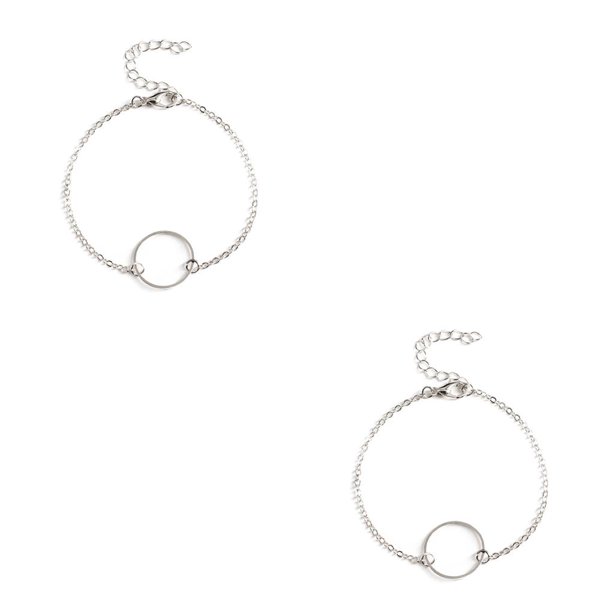 Guardurnaity Loop Tobillera Tobillo Estilo simple Día de San Valentín Cadenas de pie para mujer Plata 2piezas Guardurnaity CBP200119
