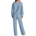 thumbnail image 5 of 2 Piece Sets for Women Casual Outfits Long Sleeve Sweatshirt Wide Leg Sweatpant Sweatsuit Loungewear Set Tracksuit Sky Blue S, 5 of 6