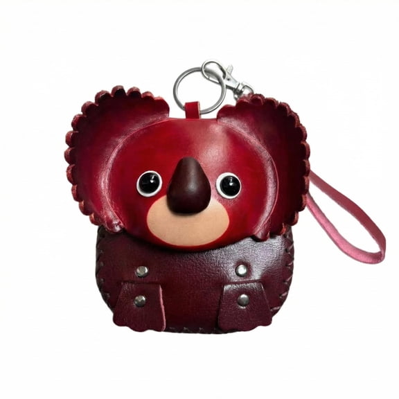 Cute Koala Leather Coin Purse for Women Small Mini Change Pouch Wallet with Wrist Strap