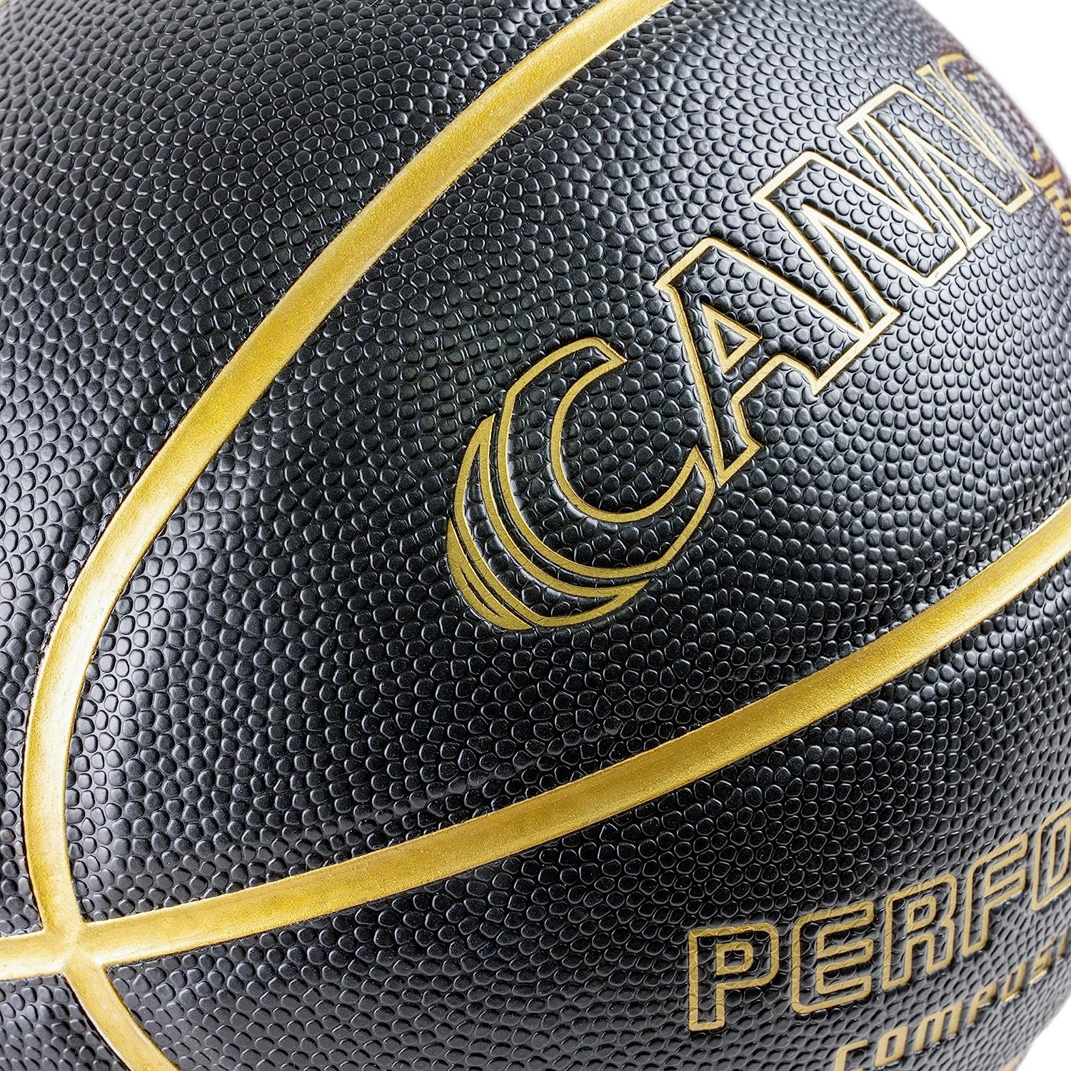 Cannon Sports Leather Composite Official Size Basketball Indoor and Outdoor Play with Ball Pump (Official Size 7, 29.5", Black/Gold)