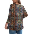 thumbnail image 4 of 3/4 Sleeve Blouses For Women Dressy Casual V Neck Summer Tops For Women With Leggings Pleated Curved Hem Tunic Light Brown M, 4 of 4