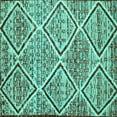 thumbnail image 1 of Ahgly Company Machine Washable Indoor Square Abstract Turquoise Blue Contemporary Area Rugs, 7' Square, 1 of 4