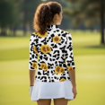 thumbnail image 6 of HUIACONG Sunflower Cow Print Womens 3/4 Sleeve Golf Shirts, Zipper Neck Athletic Polo Shirts for Tennis Workout and Casual Activewear, 6 of 10