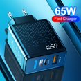 thumbnail image 2 of 65W ABS Portátil EU/US/UK GaN Tipo C Cargador De Teléfono Móvil Casa Oficina Viajes Adaptador Universal De Múltiples Enchufes USB, 2 of 4