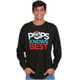 thumbnail image 3 of Papa Smurf Pops Knows Best Cool Dad Men's Long Sleeve Tee T Shirt Brisco Brands S, 3 of 6