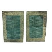 Mogul Green Toss Pillow Sham Vintage Silk Sari Border Decorative Indian Patchwork Rectangle Pillow Cover 30 " x 20"