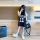 thumbnail image 5 of Vestido de verano de manga corta con falda y camiseta para niña, ropa deportiva de moda para niña de largo medio y grande, 5 of 6