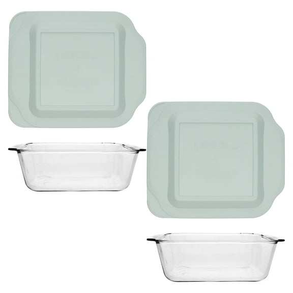 Pyrex 222-D 2.5Qt Deep Glass Baking Dish and 222-PC 2qt Sage Green Lid (2-Pack)