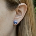 thumbnail image 2 of Green Lantern Blackest Night Indigo Lantern Logo Novelty Silver Plated Stud Earrings, 2 of 4
