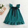 thumbnail image 7 of Eltusu Summer Dresses for Girls, Cotton Ruffle Sleeve Short Sleeve Crewneck Kids Clothes Green Size 2-3 T, 7 of 7