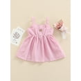 thumbnail image 4 of Baby Girls Sleeveless Dress Front Bowknot Stripe Sling Summer Romper Princess Casual Jumpsuit 3 Months-3 Years, 4 of 8