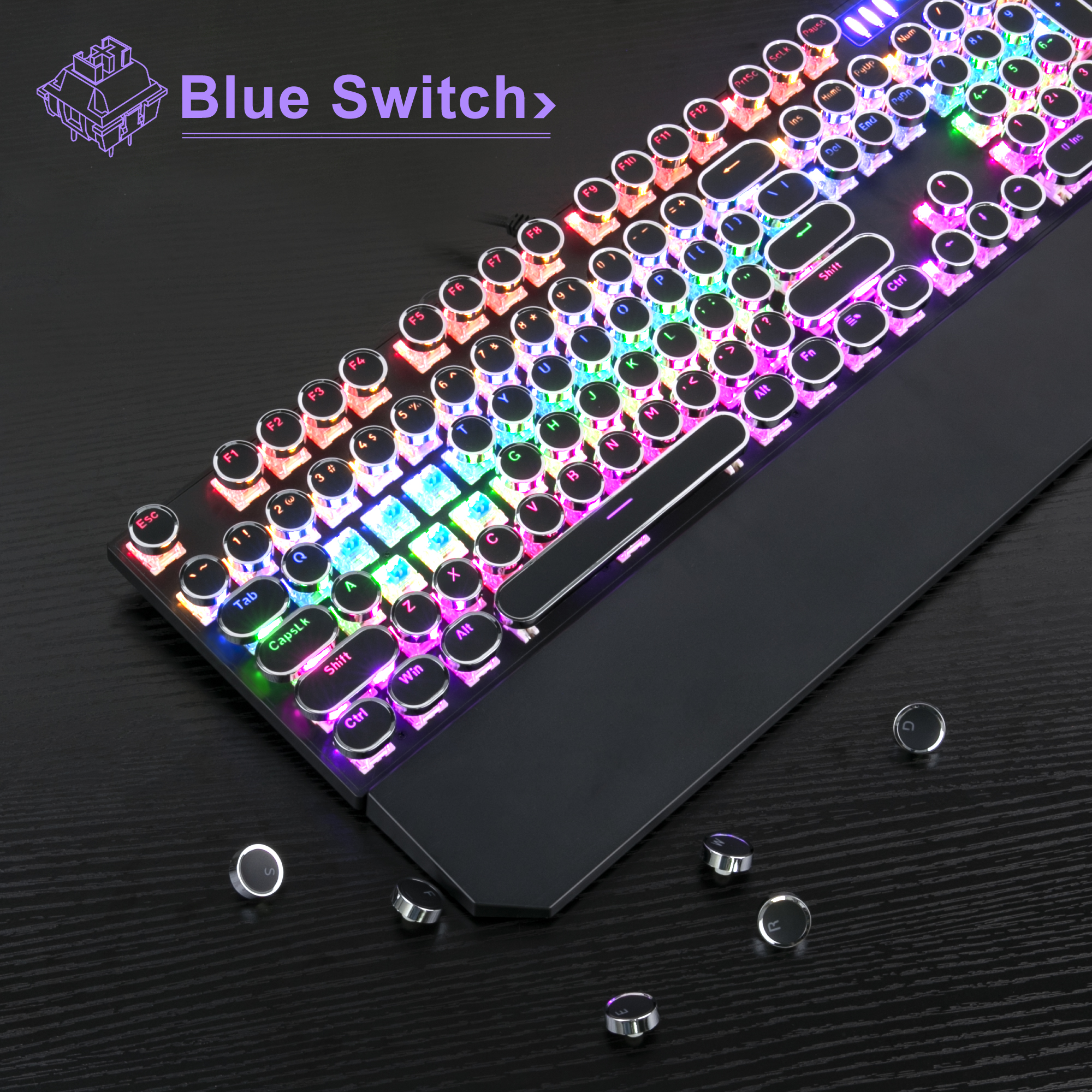 MageGee Typewriter Wired Gaming Keyboard RGB Black photo 6
