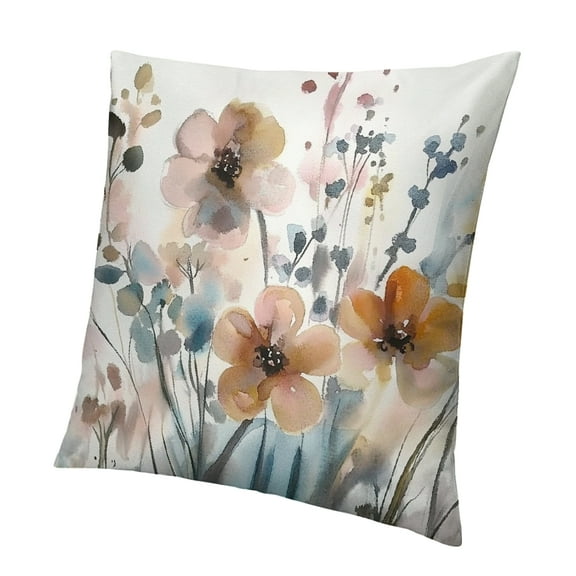 Autua Brown Cream Grey Teal Floral Pillow Covers Watercolor Flower Couch Pillow Cases Rustic Abstract Modern Throw Pillows Farmhouse Home Decor for Room Bedroom Bed Cushion Outdoor 12x12in
