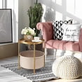 thumbnail image 2 of Small Round Side End Table 45x45x52cm Modern Metal Nightstand with Fabric Basket Nordic Bedside Tables for Living Room Dining Bedroom Gold, 2 of 7